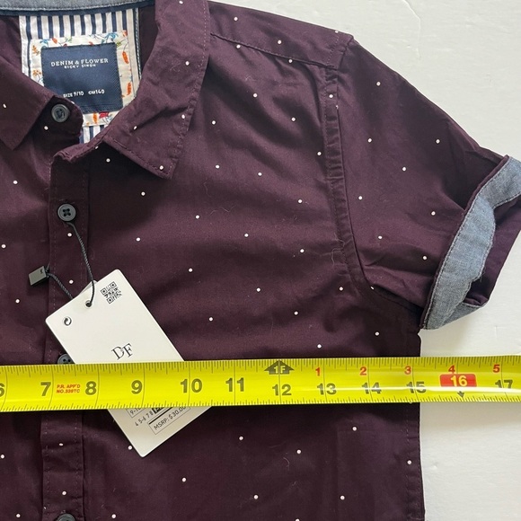 Denim & Flower Purple Polka Dot Short Sleeve Button Up Dresss Shirt New - Picture 7 of 8